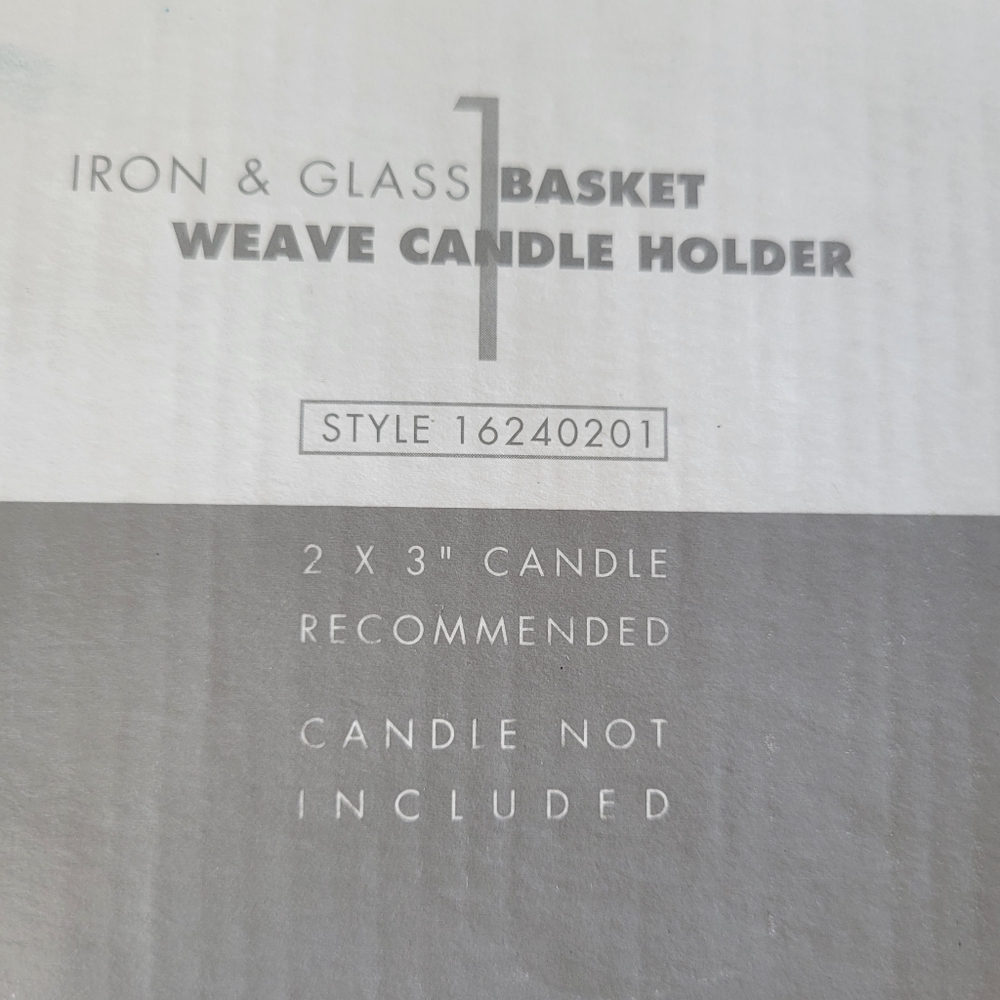 2 NIB Iron & Glass Basket Weave Candle Holders ~ Made in Mexico ~ Pretty! - Picture 9 of 16